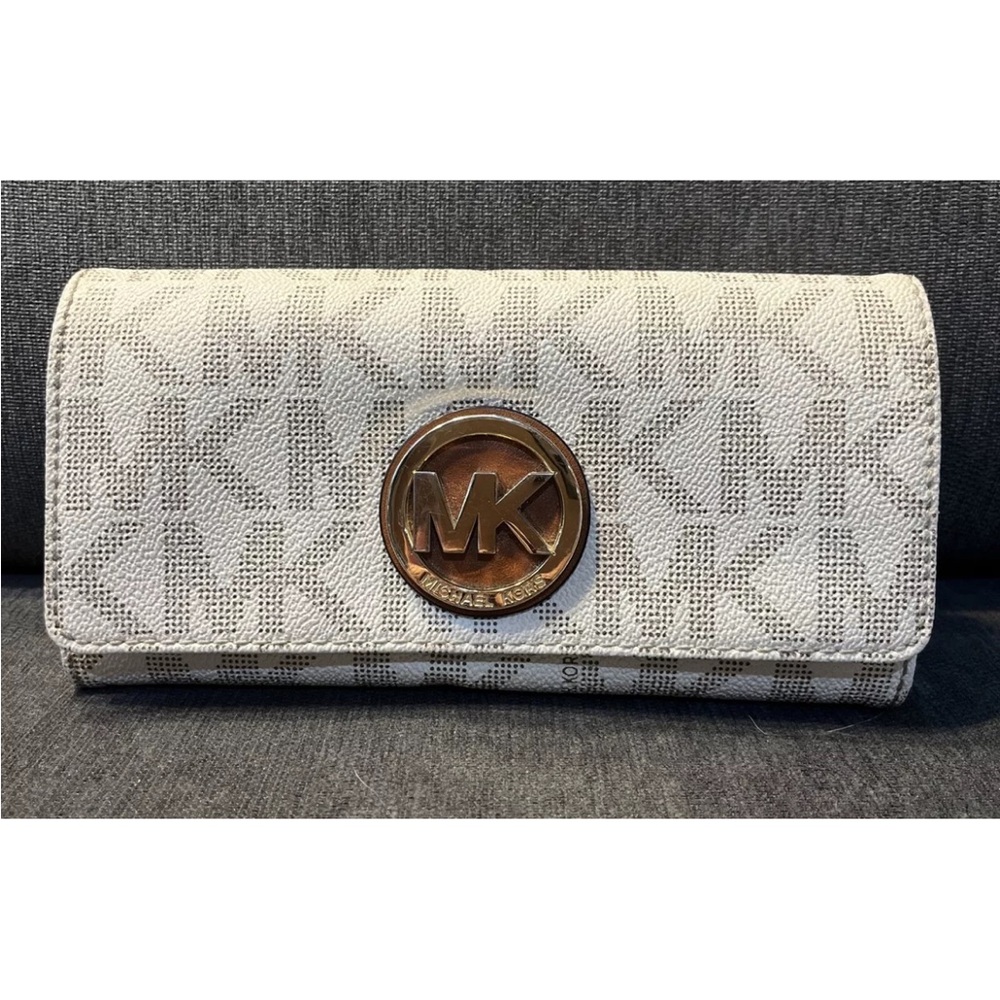 Michael Kors MK Logo Leather Wallet Cream & Brown